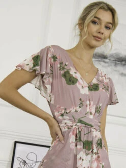 Elodie Tiered Mesh Maxi Dress, Dusty Pink -DORIA Clothing Shop EMX 5373 DustyPink 4