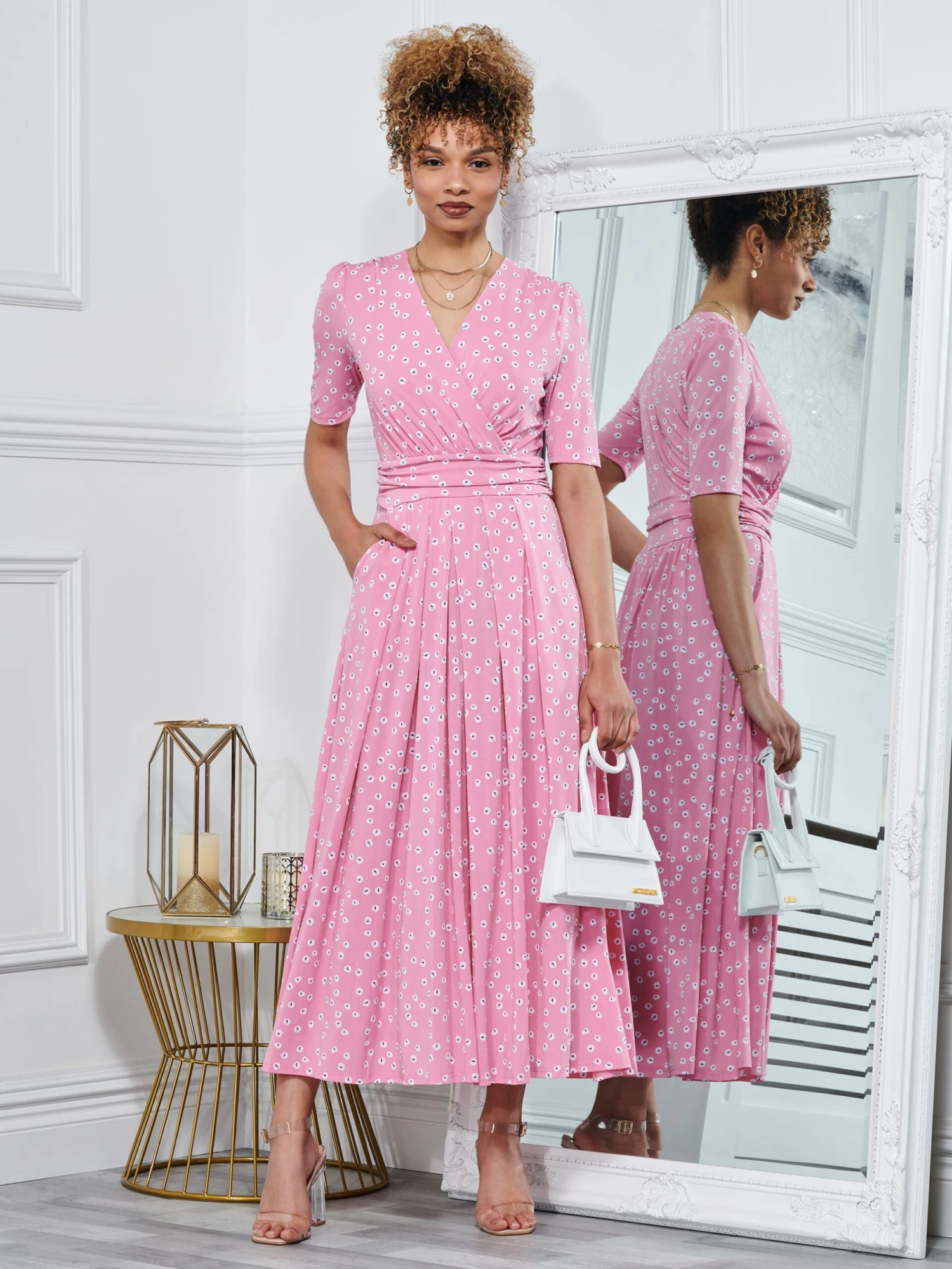 Lyanna Wrap Front Maxi Dress, Dusty Pink 4 Lyanna Wrap Front Maxi Dress, Dusty Pink - Image 4