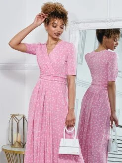 Lyanna Wrap Front Maxi Dress, Dusty Pink 10 Lyanna Wrap Front Maxi Dress, Dusty Pink -DORIA Clothing Shop EY621133 DUSTYPINK 3