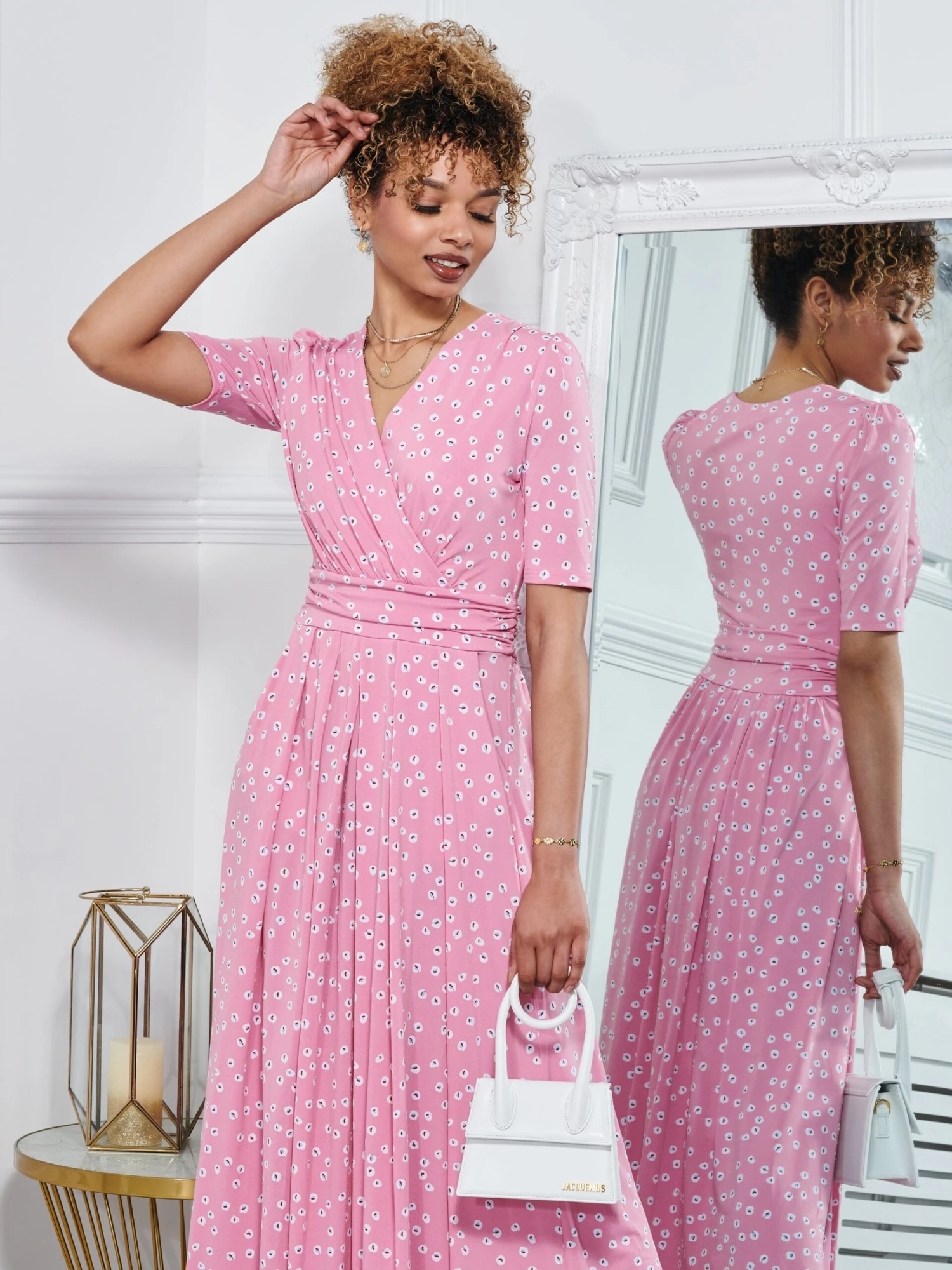 Lyanna Wrap Front Maxi Dress, Dusty Pink 3 Lyanna Wrap Front Maxi Dress, Dusty Pink - Image 3