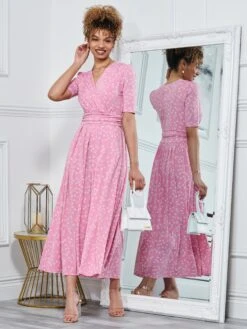 Lyanna Wrap Front Maxi Dress, Dusty Pink 12 Lyanna Wrap Front Maxi Dress, Dusty Pink -DORIA Clothing Shop EY621133 DUSTYPINK 5