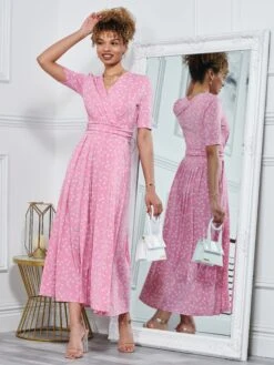 Lyanna Wrap Front Maxi Dress, Dusty Pink 13 Lyanna Wrap Front Maxi Dress, Dusty Pink -DORIA Clothing Shop EY621133 DUSTYPINK 6