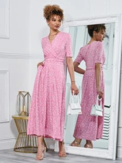 Lyanna Wrap Front Maxi Dress, Dusty Pink 14 Lyanna Wrap Front Maxi Dress, Dusty Pink -DORIA Clothing Shop EY621133 DUSTYPINK 7