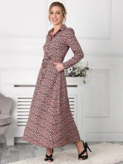 Jolie Moi Lucia Print Shirt Maxi Dress, Floral Multi -DORIA Clothing Shop F09109 FLORAL MULTI 3