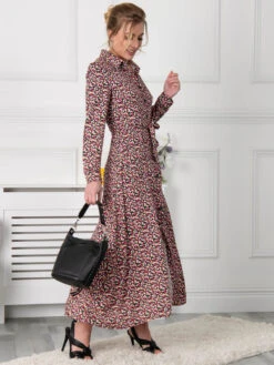 Jolie Moi Lucia Print Shirt Maxi Dress, Floral Multi -DORIA Clothing Shop F09109 FLORAL MULTI 4