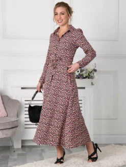 Jolie Moi Lucia Print Shirt Maxi Dress, Floral Multi -DORIA Clothing Shop F09109 FLORAL MULTI 5