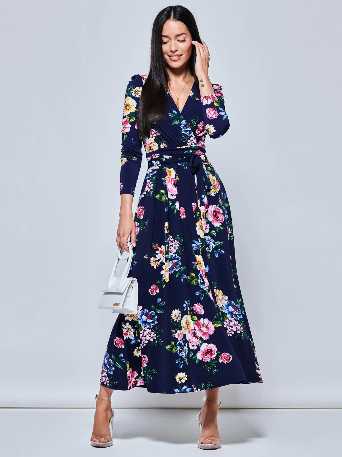 Greyson Long Sleeve Maxi Dress, Navy Floral 4 Greyson Long Sleeve Maxi Dress, Navy Floral - Image 4