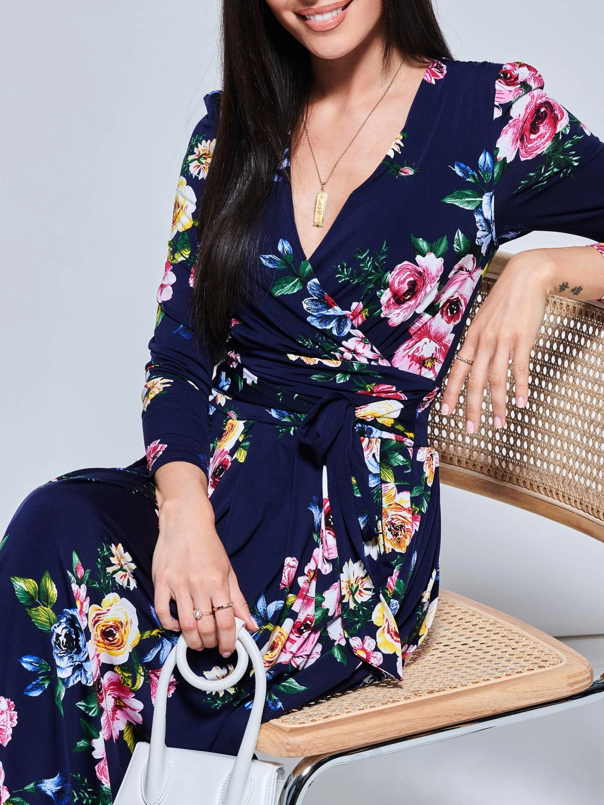 Greyson Long Sleeve Maxi Dress, Navy Floral 3 Greyson Long Sleeve Maxi Dress, Navy Floral - Image 3