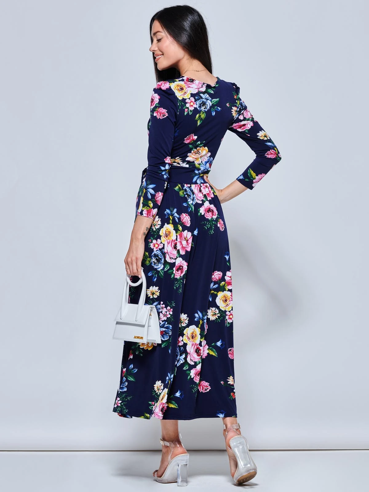 Greyson Long Sleeve Maxi Dress, Navy Floral 2 Greyson Long Sleeve Maxi Dress, Navy Floral - Image 2