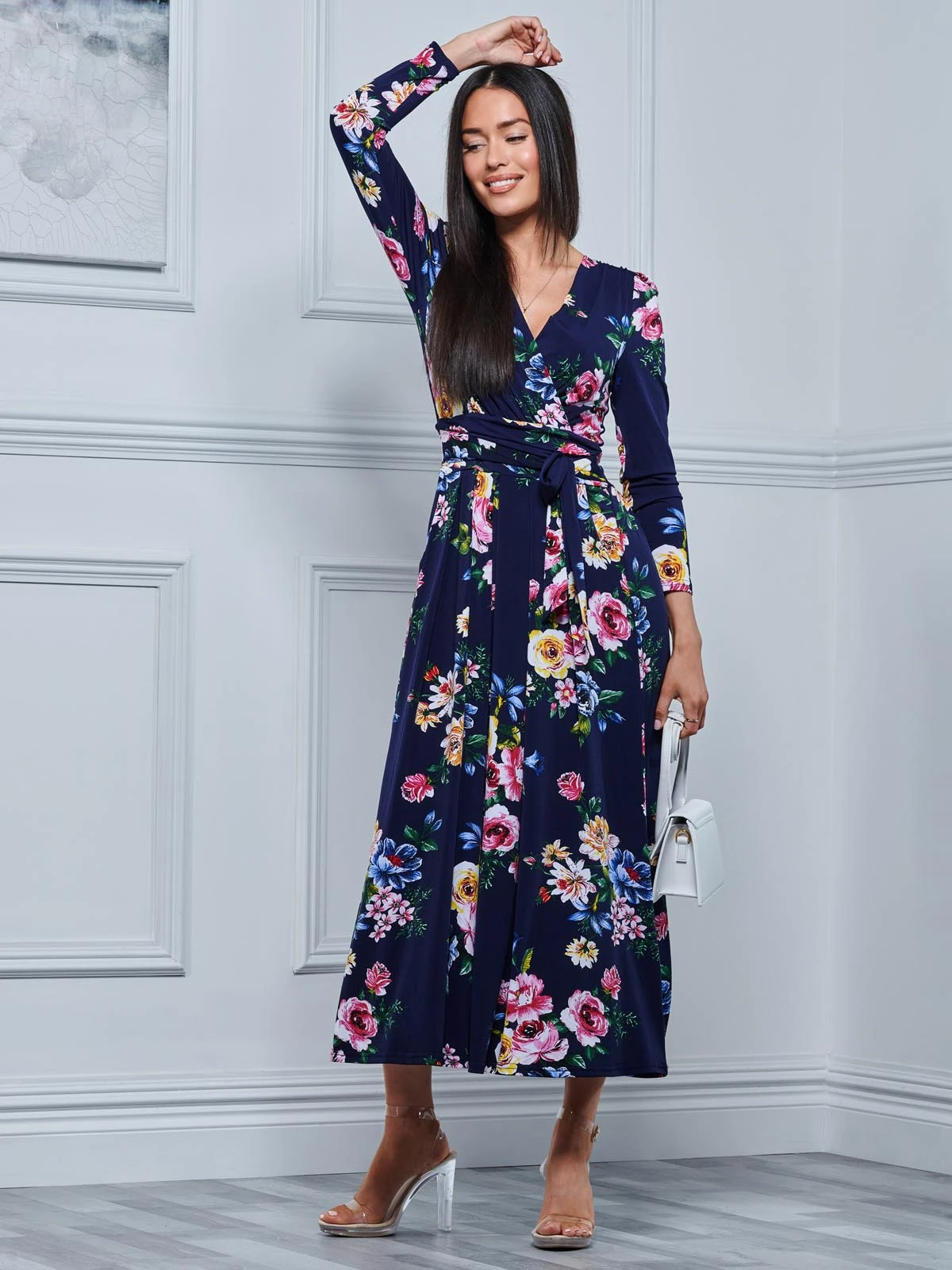 Greyson Long Sleeve Maxi Dress, Navy Floral 5 Greyson Long Sleeve Maxi Dress, Navy Floral - Image 5