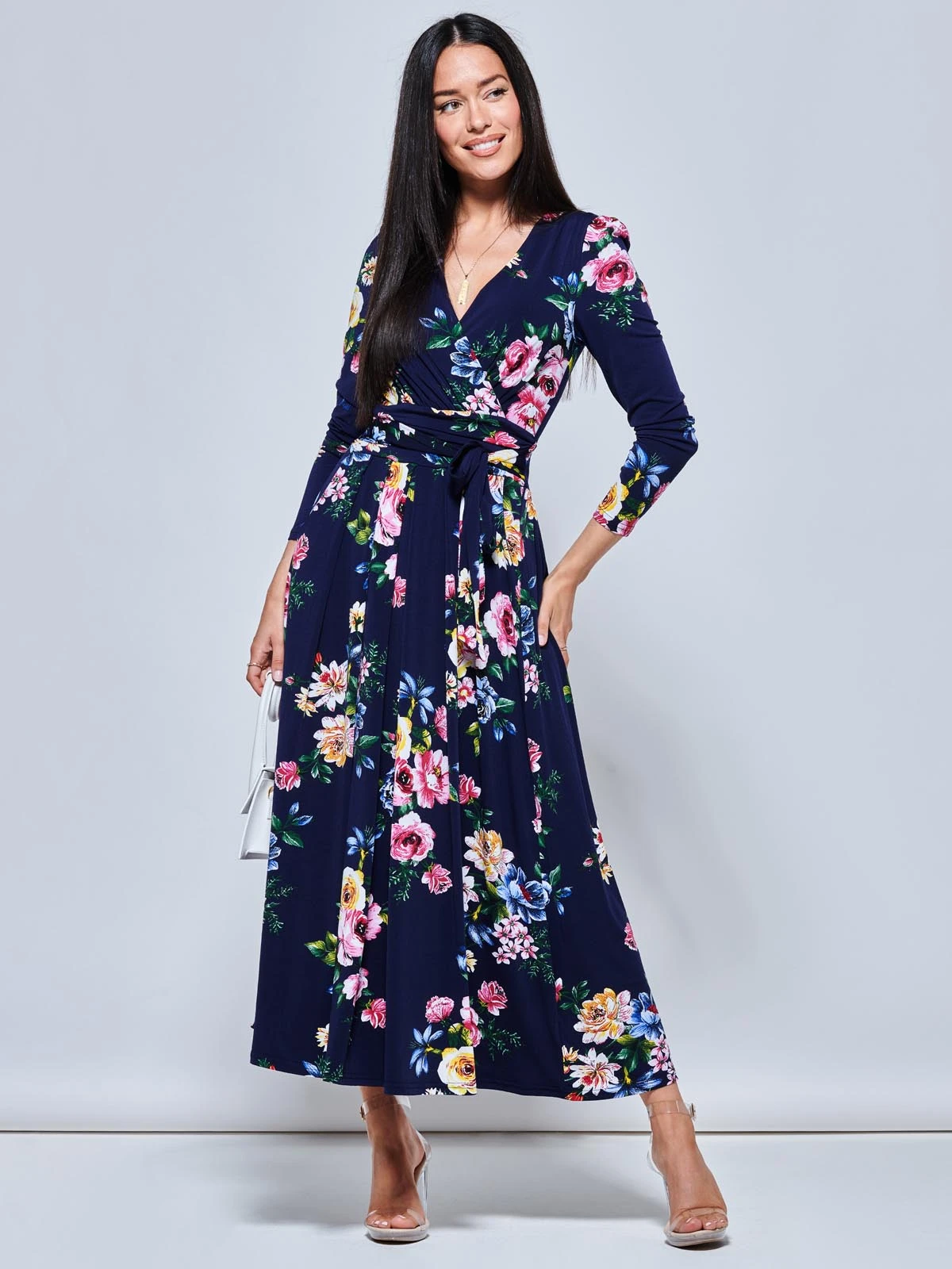 Greyson Long Sleeve Maxi Dress, Navy Floral 1 Greyson Long Sleeve Maxi Dress, Navy Floral