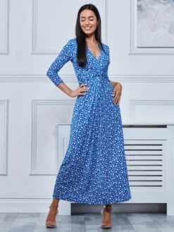 Hayat Twist Front Jersey Maxi Dress, Blue Floral 9 Hayat Twist Front Jersey Maxi Dress, Blue Floral -DORIA Clothing Shop F577 610 Bluefloral 5