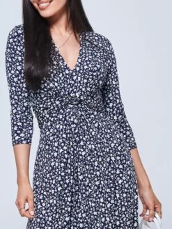 Hayat Twist Front Jersey Maxi Dress, Navy Floral 7 Hayat Twist Front Jersey Maxi Dress, Navy Floral -DORIA Clothing Shop F577 610 Navyfloral 3
