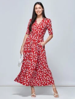 Coleen Wrap Maxi Dress, Red Leafy -DORIA Clothing Shop FD621133 REDLEAFY 1