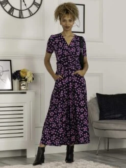 Coleen Wrap Maxi Dress, Navy Spot -DORIA Clothing Shop FD621133 NavySpot 1