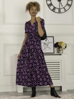 Coleen Wrap Maxi Dress, Navy Spot -DORIA Clothing Shop FD621133 NavySpot 4