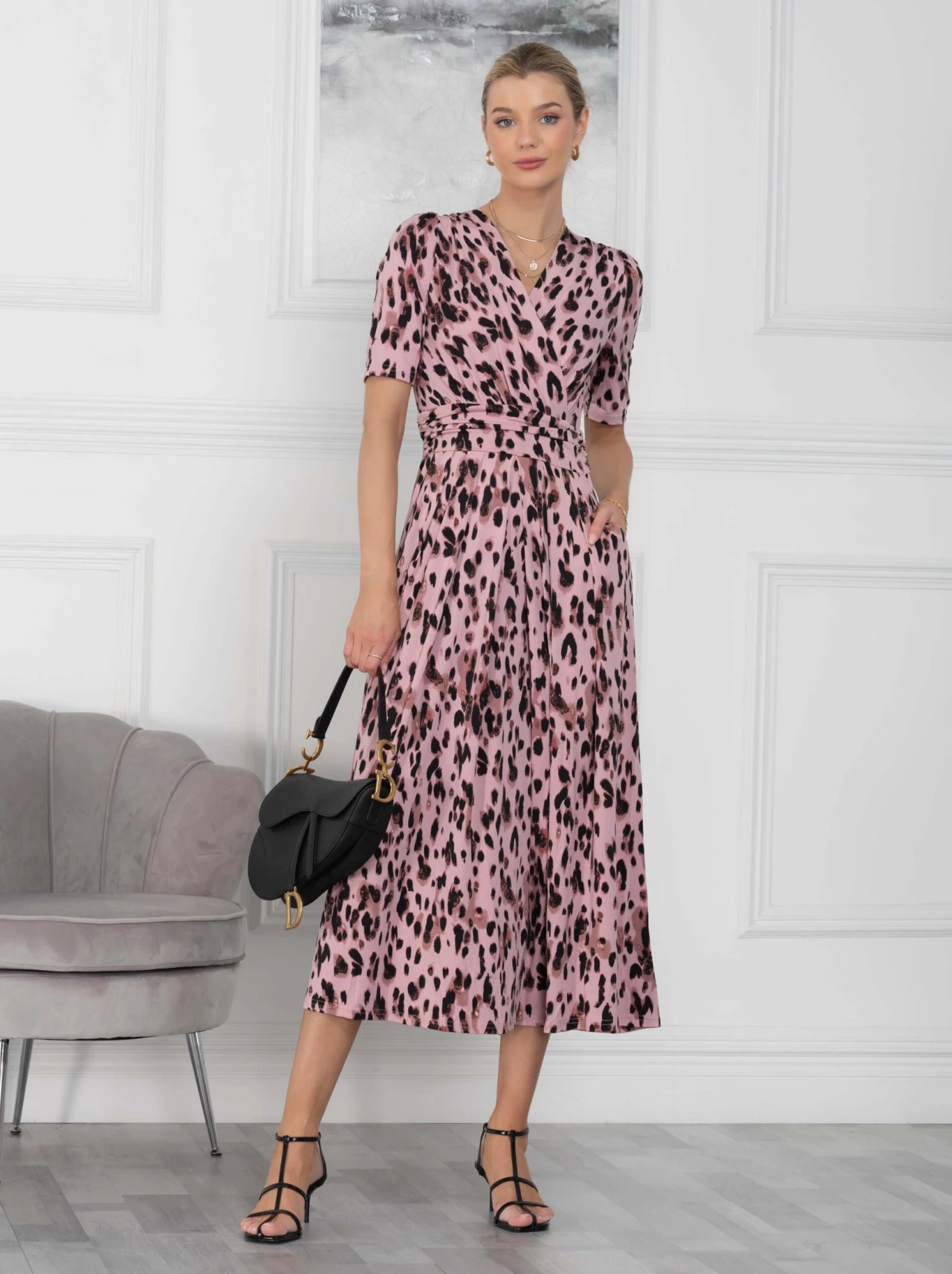 Coleen Jersey Maxi Dress, Pink Abstract 5 Coleen Jersey Maxi Dress, Pink Abstract - Image 5