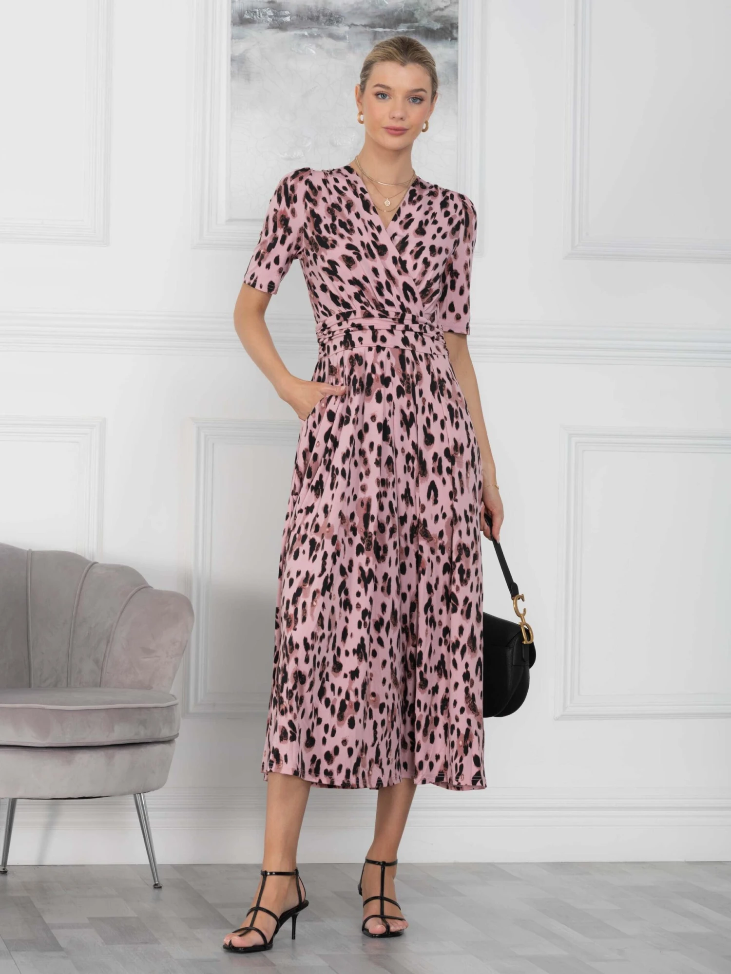 Coleen Jersey Maxi Dress, Pink Abstract 1 Coleen Jersey Maxi Dress, Pink Abstract