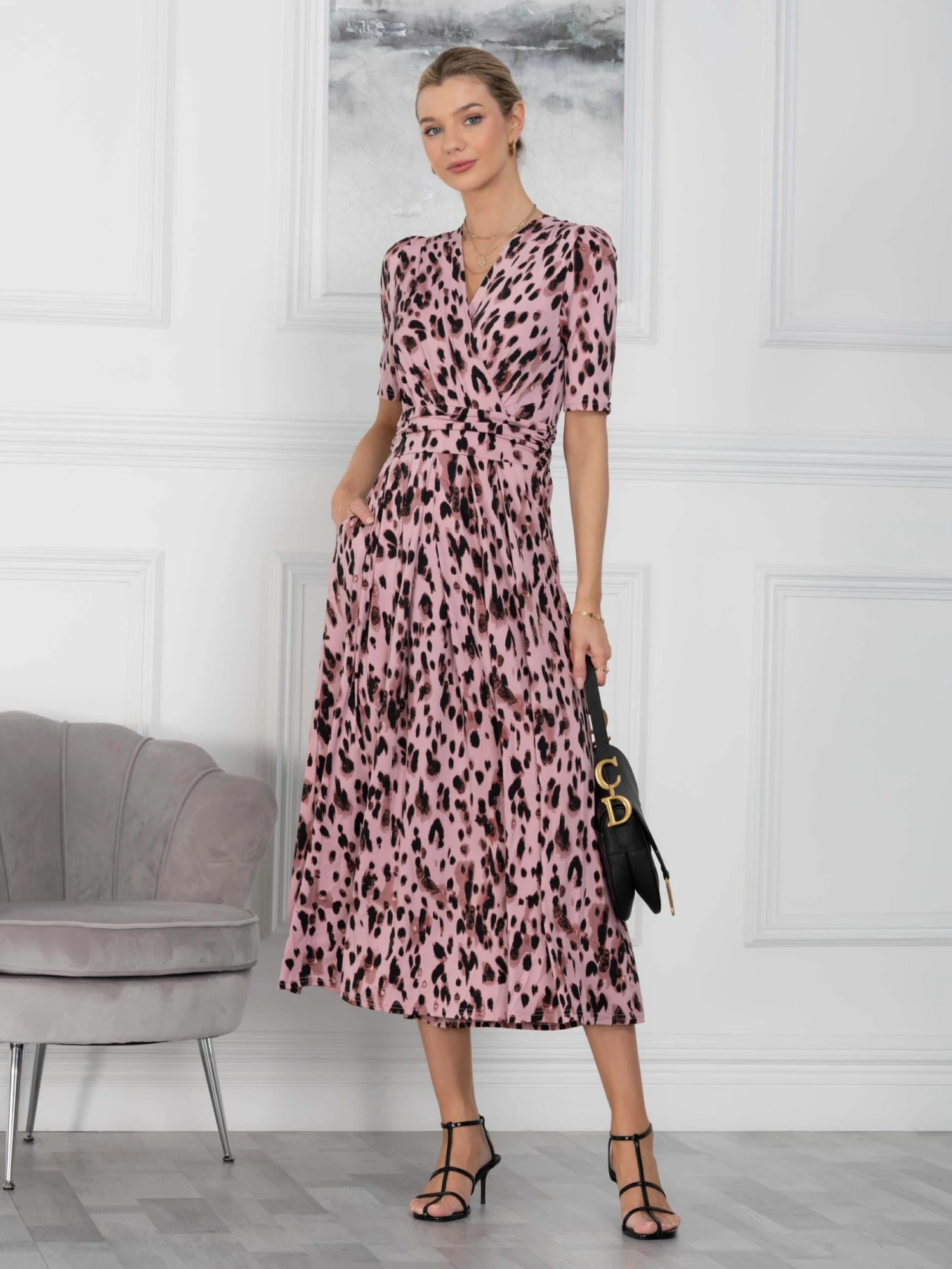 Coleen Jersey Maxi Dress, Pink Abstract 4 Coleen Jersey Maxi Dress, Pink Abstract - Image 4