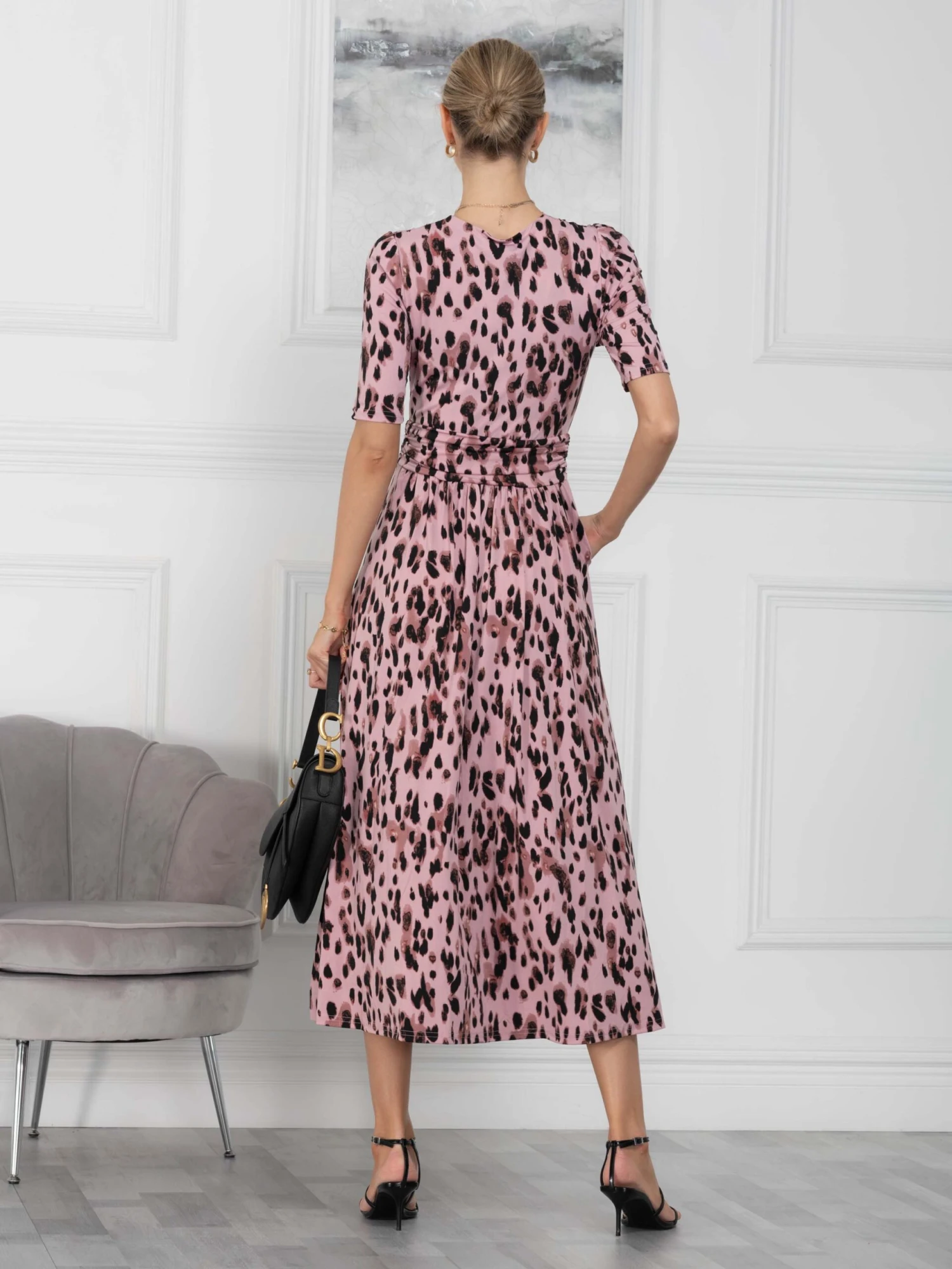 Coleen Jersey Maxi Dress, Pink Abstract 2 Coleen Jersey Maxi Dress, Pink Abstract - Image 2