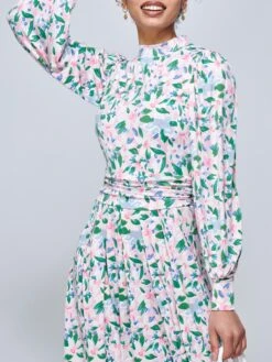 Jolie Moi Vesper Long Sleeve Midi Dress, Pink Floral -DORIA Clothing Shop FL 2312 PinkFloral 3
