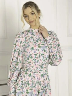 Jolie Moi Vesper Long Sleeve Midi Dress, Pink Floral -DORIA Clothing Shop FL 2312 PinkFloral 5