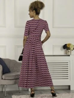 Georgia Geometric Jersey Maxi Dress, Pink -DORIA Clothing Shop G 621137 Pink 4