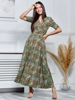 Saniya Print Jersey Maxi Dress, Green Animal 9 Saniya Print Jersey Maxi Dress, Green Animal -DORIA Clothing Shop G621 137 GreenAnimal 1
