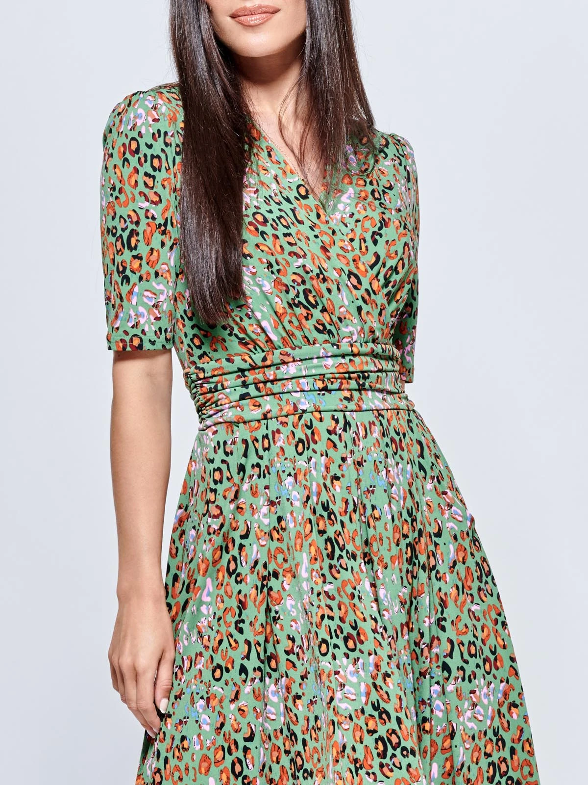 Saniya Print Jersey Maxi Dress, Green Animal 3 Saniya Print Jersey Maxi Dress, Green Animal - Image 3