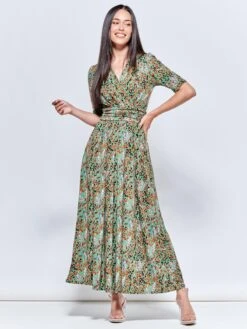 Saniya Print Jersey Maxi Dress, Green Animal 10 Saniya Print Jersey Maxi Dress, Green Animal -DORIA Clothing Shop G621 137 GreenAnimal 4