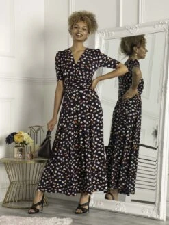Saniya Print Jersey Maxi Dress, Navy Daisy -DORIA Clothing Shop G621 137 NavyDaisy 2