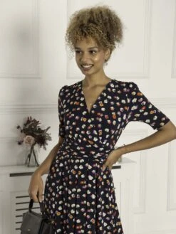 Saniya Print Jersey Maxi Dress, Navy Daisy -DORIA Clothing Shop G621 137 NavyDaisy 5