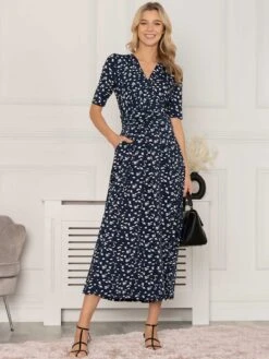 Jolie Moi Genesis Wrap Front Maxi Dress, Dark Teal 8 Jolie Moi Genesis Wrap Front Maxi Dress, Dark Teal -DORIA Clothing Shop GE621133 DarkTeal 3