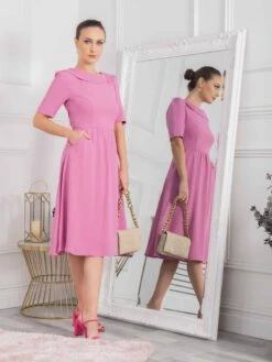 Jolie Moi Gemma Belted Midi Dress, Pink -DORIA Clothing Shop GH 1818Pink 6