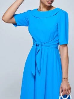 Jolie Moi Gemma Belted Midi Dress, Blue -DORIA Clothing Shop GH 1818 Blue 3