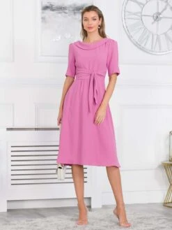 Jolie Moi Gemma Belted Midi Dress, Pink -DORIA Clothing Shop GH 1818 Pink 7
