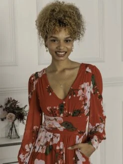 Jolie Moi Gianna Long Sleeve Mesh Midi Dress, Red Floral 11 Jolie Moi Gianna Long Sleeve Mesh Midi Dress, Red Floral -DORIA Clothing Shop GH 2378 RedFloral 6