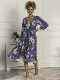 Gianna Long Sleeve Mesh Dress, Royal Blue 8 Gianna Long Sleeve Mesh Dress, Royal Blue -DORIA Clothing Shop GH 2378 RoyalBlue 3