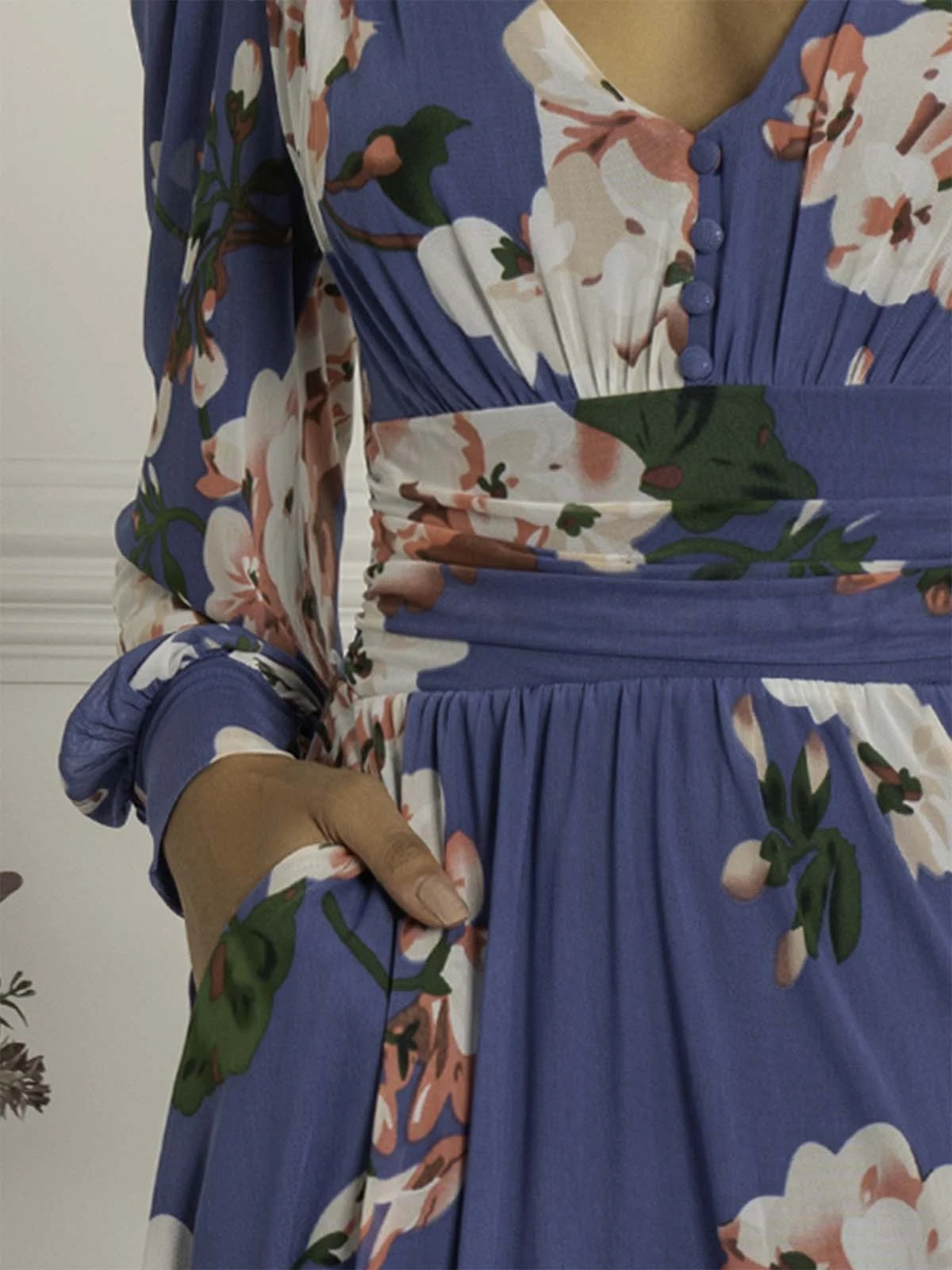 Gianna Long Sleeve Mesh Dress, Royal Blue 3 Gianna Long Sleeve Mesh Dress, Royal Blue - Image 3