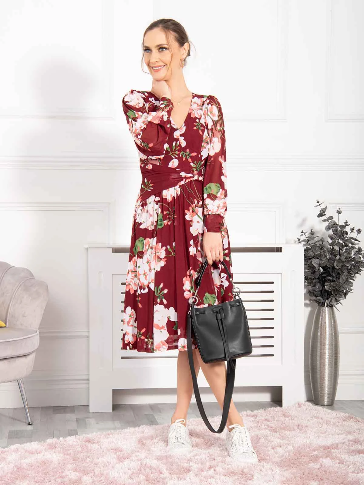 Gabriel Twist Waist Swing Dress, Floral Multi 6 Gabriel Twist Waist Swing Dress, Floral Multi - Image 6