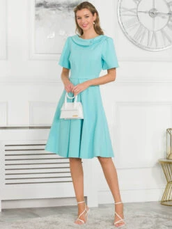 Jolie Moi Valencia Button Collar Dress, Baby Blue -DORIA Clothing Shop GH151 82 BabyBlue 3