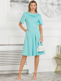 Jolie Moi Valencia Button Collar Dress, Baby Blue -DORIA Clothing Shop GH151 82 BabyBlue 4
