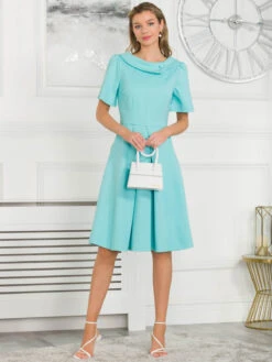 Jolie Moi Valencia Button Collar Dress, Baby Blue -DORIA Clothing Shop GH151 82 BabyBlue 5