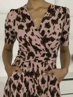 Daria Pleat Maxi Jersey Dress, Pink Abstract -DORIA Clothing Shop GQ621137 PinkAbstract 5