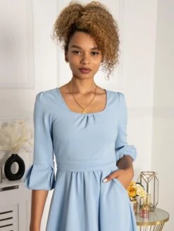 Jolie Moi Bell Sleeve Midi Dress, Blue -DORIA Clothing Shop H 275 Blue 5 4f86bb93 cd78 4396 8c17 5df8a64127df
