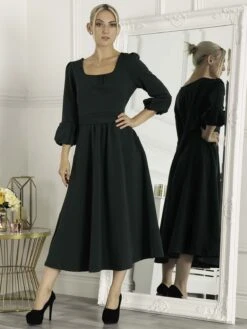 Jolie Moi Bell Sleeve Midi Dress, Dark Green