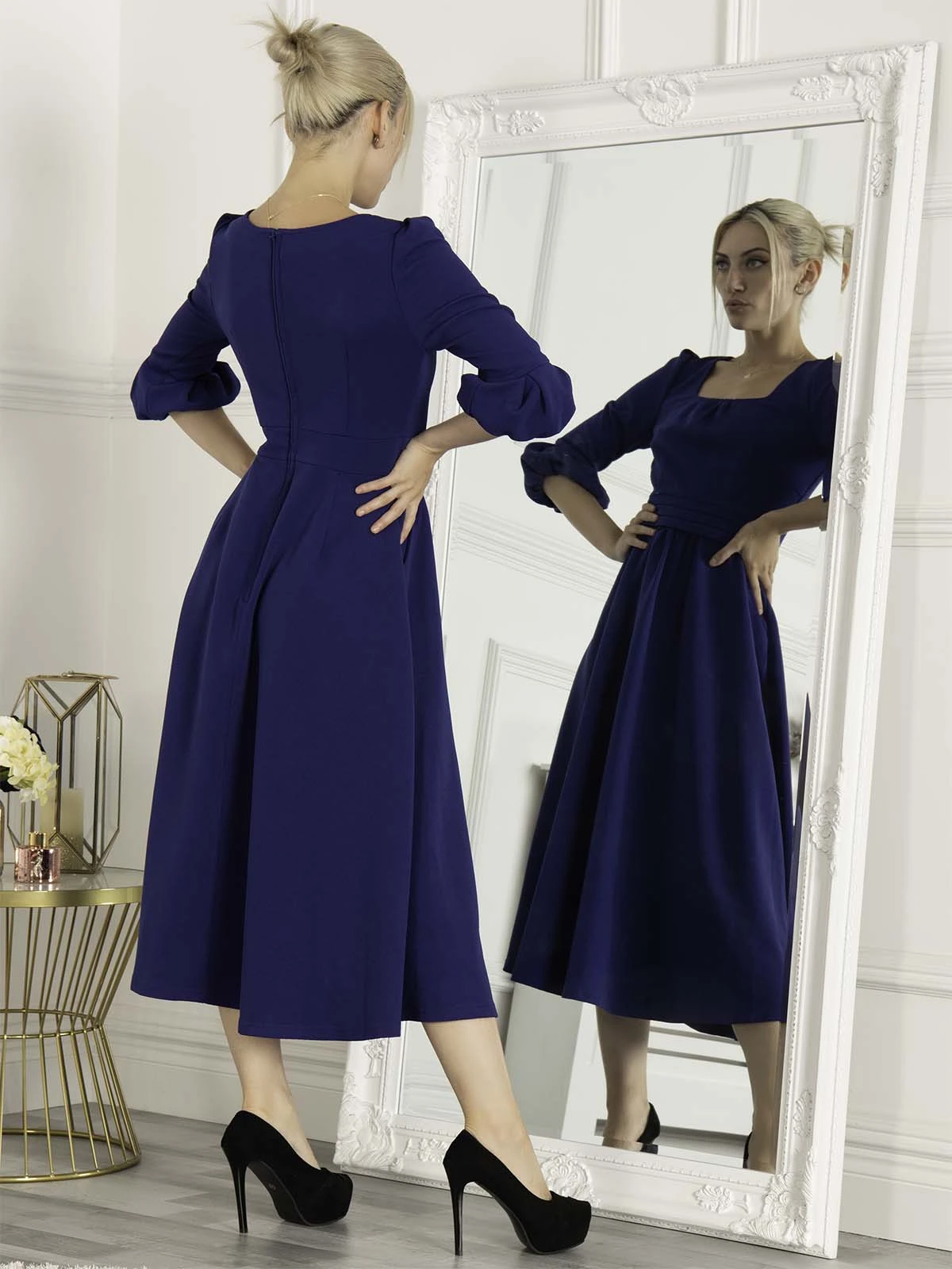Jolie Moi Bell Sleeve Midi Dress, Royal Blue 2 Jolie Moi Bell Sleeve Midi Dress, Royal Blue - Image 2