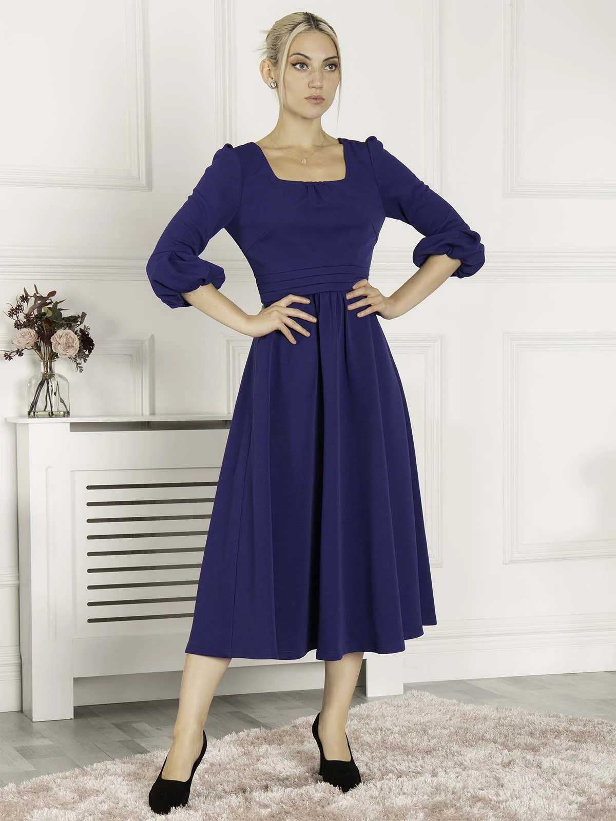 Jolie Moi Bell Sleeve Midi Dress, Royal Blue 3 Jolie Moi Bell Sleeve Midi Dress, Royal Blue - Image 3