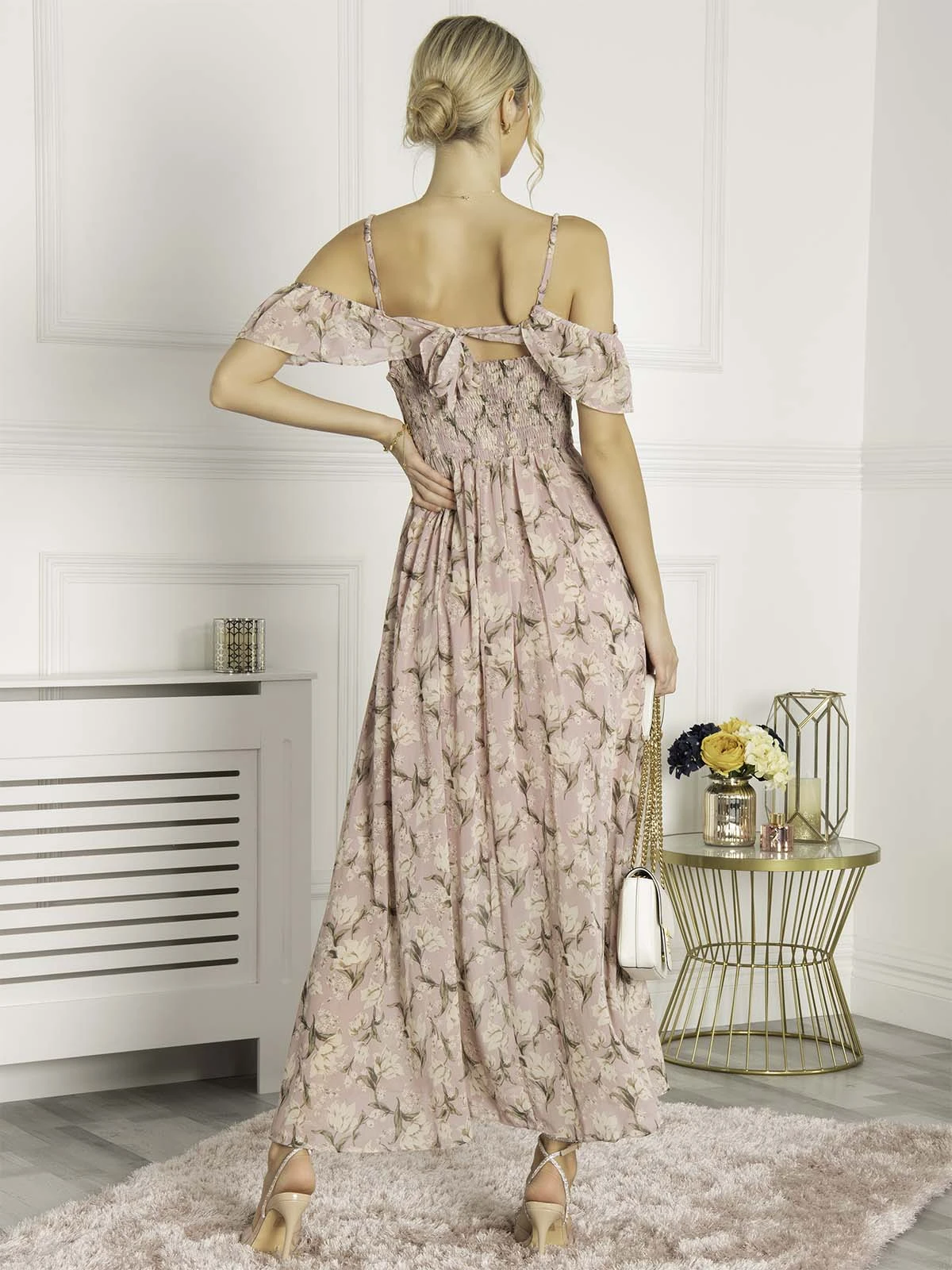 Antonella Frill Chiffon Maxi Dress, Pink Multi 2 Antonella Frill Chiffon Maxi Dress, Pink Multi - Image 2