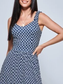 Harleen Sleeveless Tiered Midi Dress, Navy Geo 7 Harleen Sleeveless Tiered Midi Dress, Navy Geo -DORIA Clothing Shop H578 573 NavyGeo 3